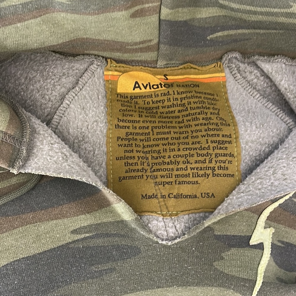 Aviator Nation Green Camo Track Pants and Top with Pink and Yellow Stripes - Picture 4 of 6